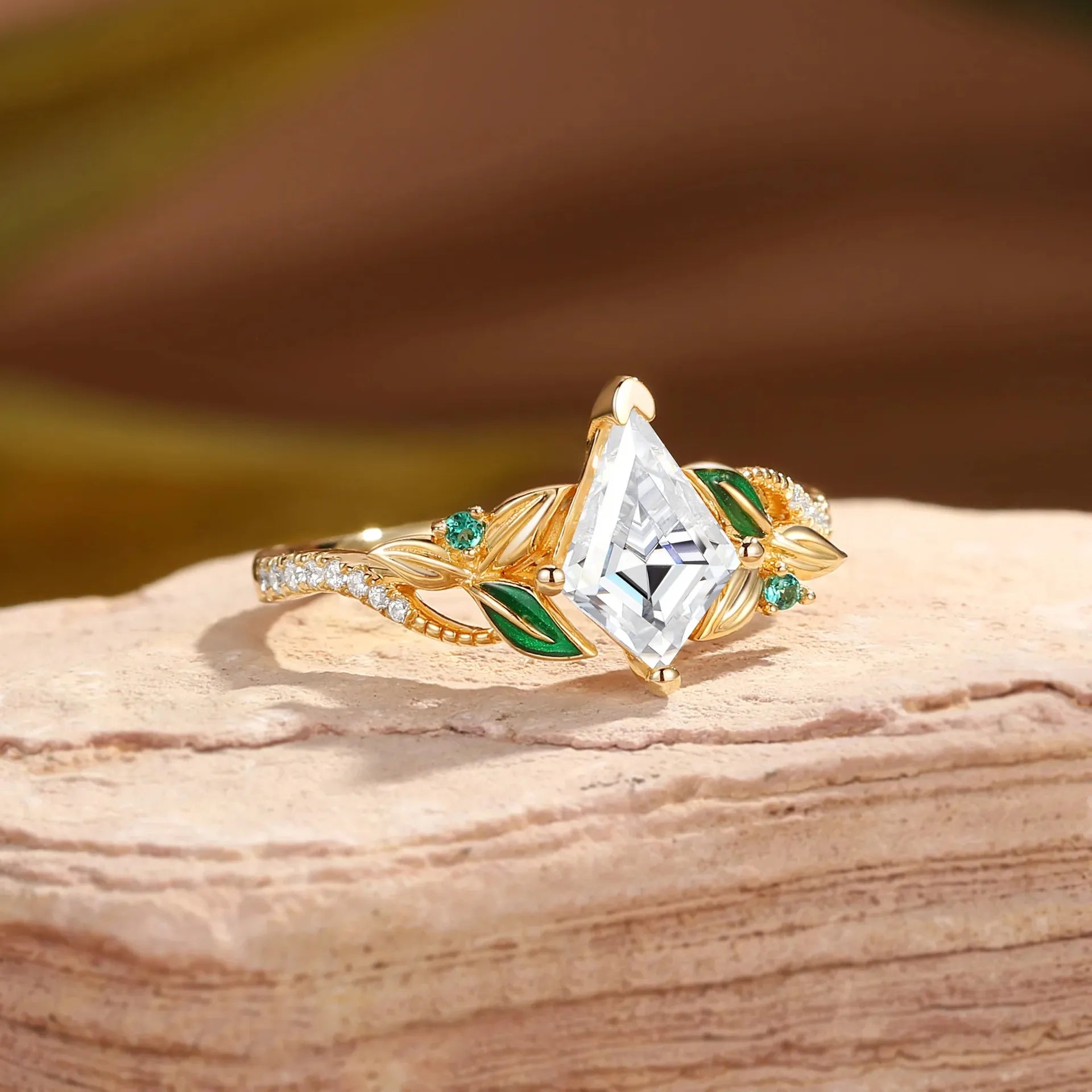 Unique Kite Shape 1CT Moissanite Ring| S925 Sterling Silver 18K Gold Plated Stackable Wedding Ring For Women
