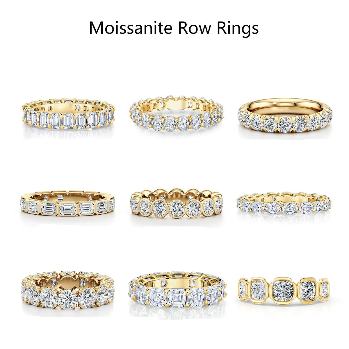 10pt 15pt 30pt 50pt Full Pave Stackable Band Ring|Light Luxury Dainty S925 Sterling Silver Moissanite Ring