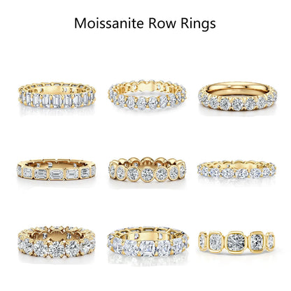 10pt 15pt 30pt 50pt Full Pave Stackable Band Ring|Light Luxury Dainty S925 Sterling Silver Moissanite Ring
