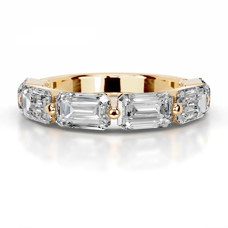 Bestseller Light Luxury Stackable Band Ring| Full Pave Moissanite Ring Made of 18K Gold Plated S925 Sterling Silver
