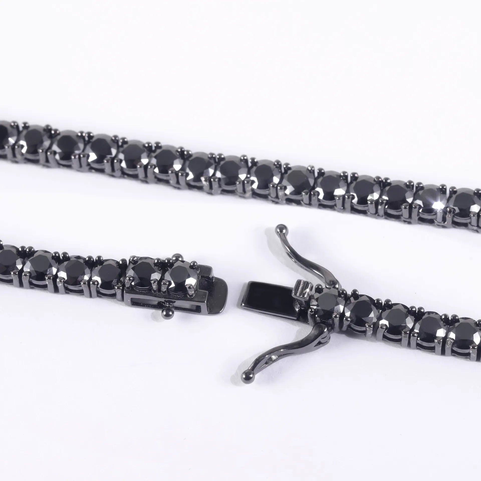 Unique Black Moissanite Tennis Chain| 2-6.5mm S925 Sterling Silver Dark Hip Hop Jewelry| Convertible Necklace & Bracelet