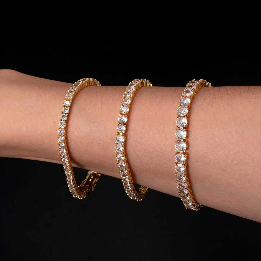 2-6.5mm Full Iced Moissanite Tennis Bracelet S925 Silver Gold Plated Trendy Hip Hop Jewelry
