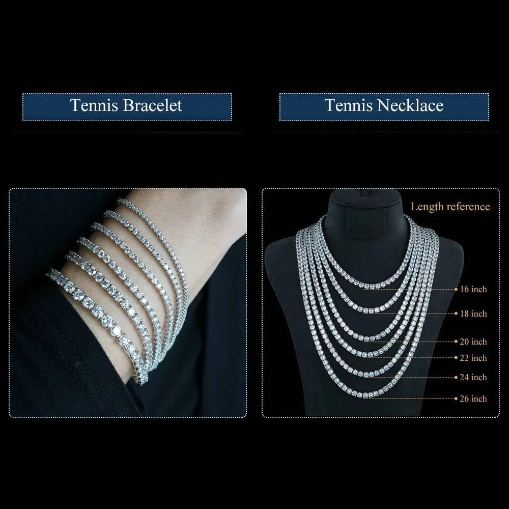 2-6.5mm Full Pave Moissanite Tennis Chain | Hip Hop S925 Silver Necklace
