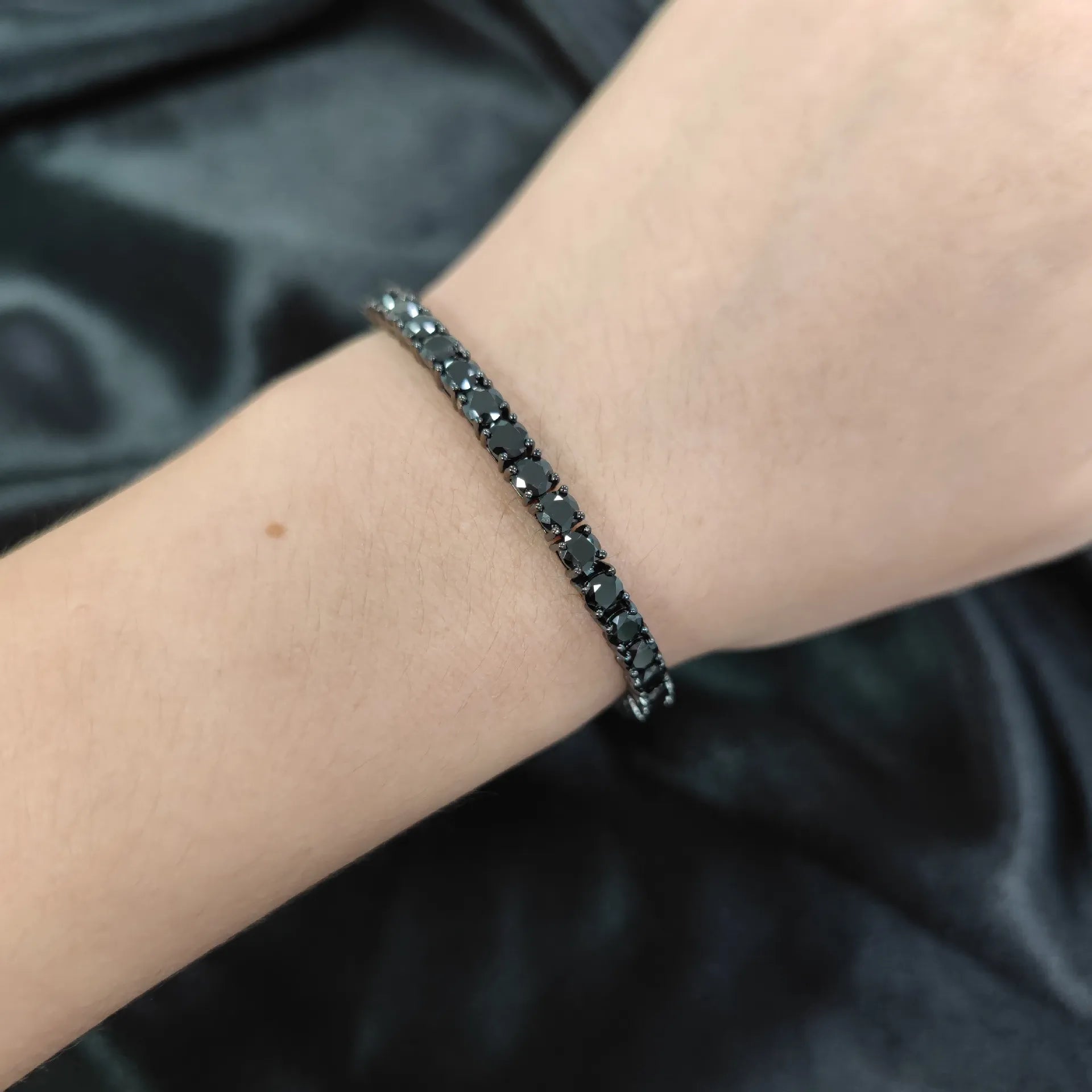 Unique Black Moissanite Tennis Chain| 2-6.5mm S925 Sterling Silver Dark Hip Hop Jewelry| Convertible Necklace & Bracelet