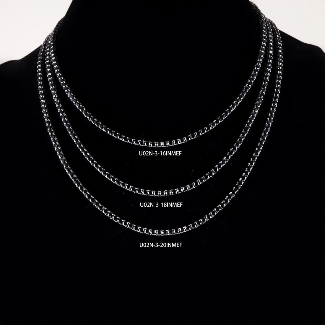 Unique Black Moissanite Tennis Chain| 2-6.5mm S925 Sterling Silver Dark Hip Hop Jewelry| Convertible Necklace & Bracelet