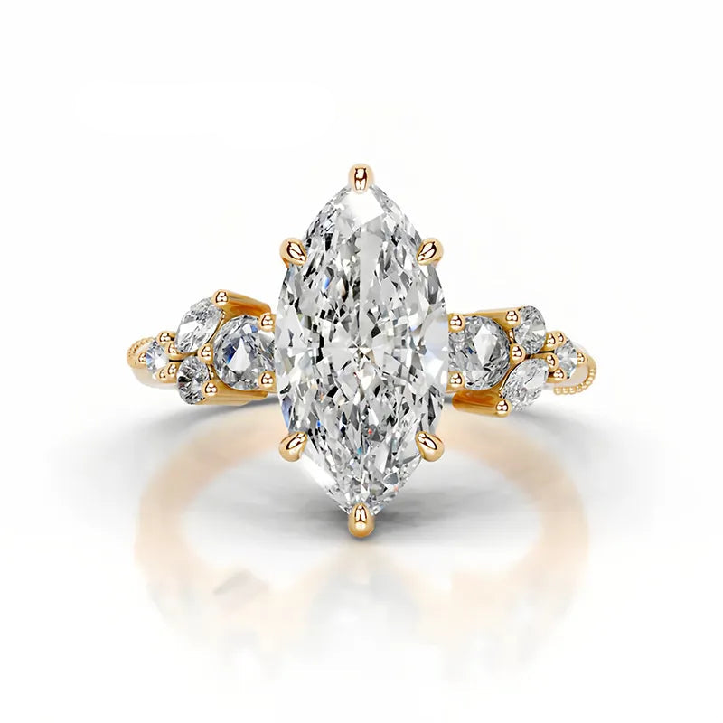 Luxury 5CT Marquise Moissanite Wedding Ring S925 Silver With GRA Certificate