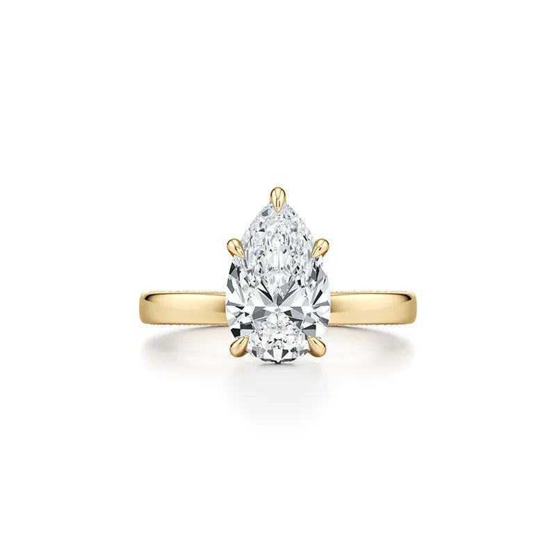 2~3CT 4-Prong Light Luxury Ring|18K Gold Plated S925 Silver Moissanite & Lab Sapphire Engagement Ring