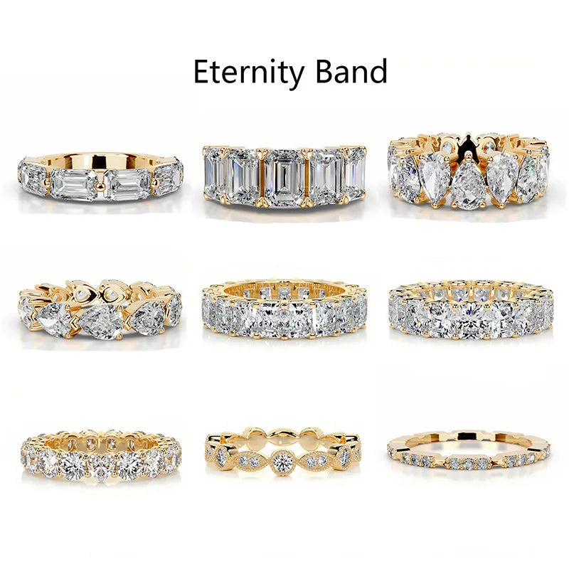 Bestseller Light Luxury Stackable Band Ring| Full Pave Moissanite Ring Made of 18K Gold Plated S925 Sterling Silver