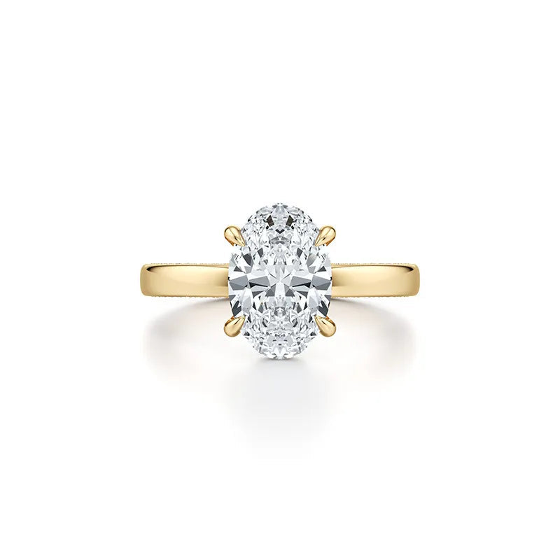 2~3CT 4-Prong Light Luxury Ring|18K Gold Plated S925 Silver Moissanite & Lab Sapphire Engagement Ring