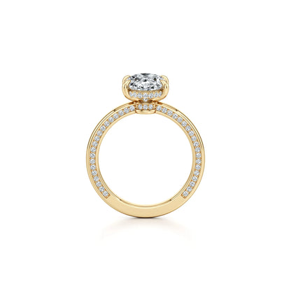 2~3CT 4-Prong Light Luxury Ring|18K Gold Plated S925 Silver Moissanite & Lab Sapphire Engagement Ring