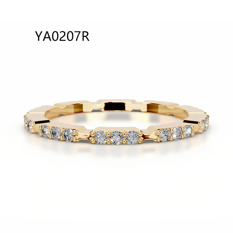 Bestseller Light Luxury Stackable Band Ring| Full Pave Moissanite Ring Made of 18K Gold Plated S925 Sterling Silver