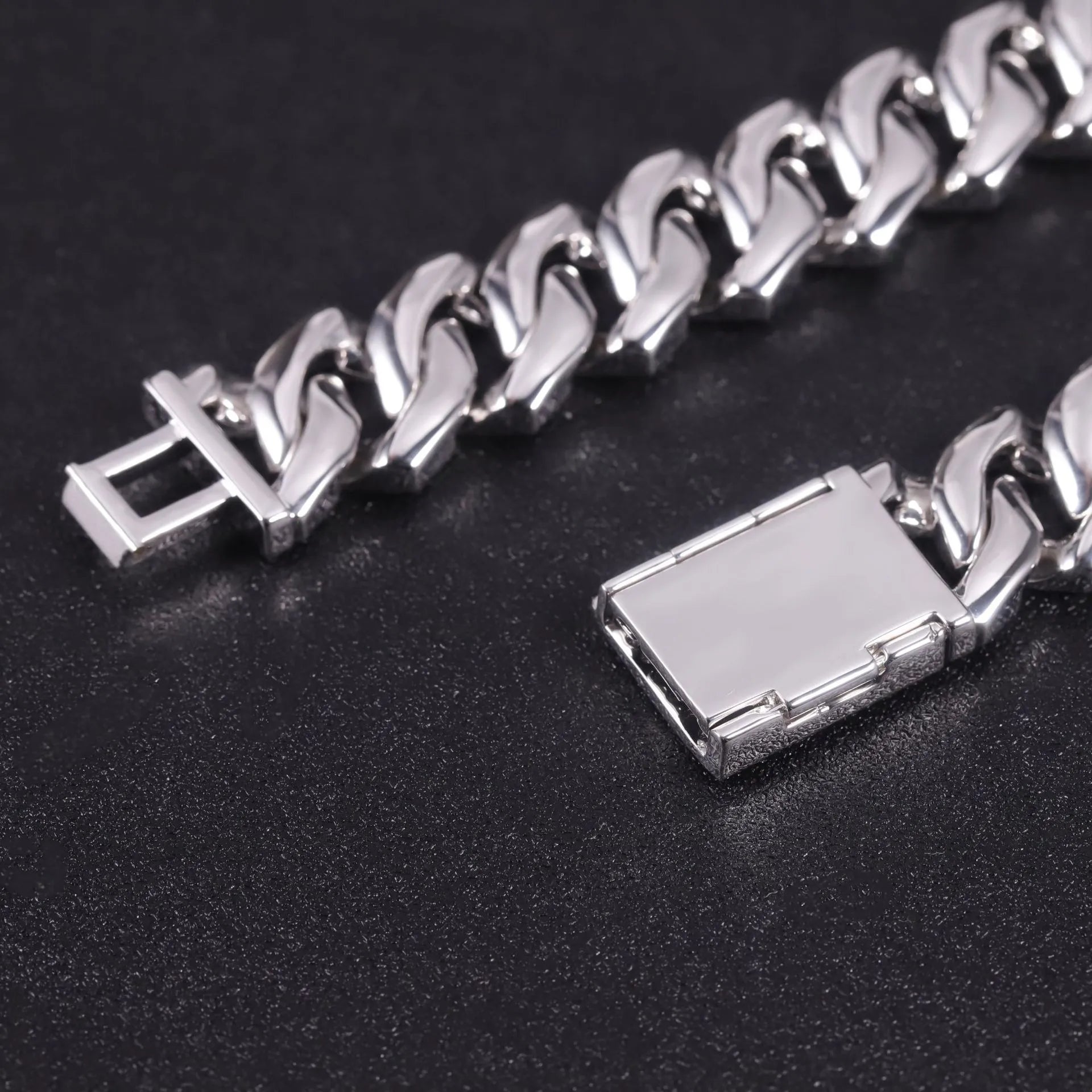 18mm Two Rows Moissanite Cuban Necklace S925 Silver Fine Craft Rhombic Hip Hop Chain