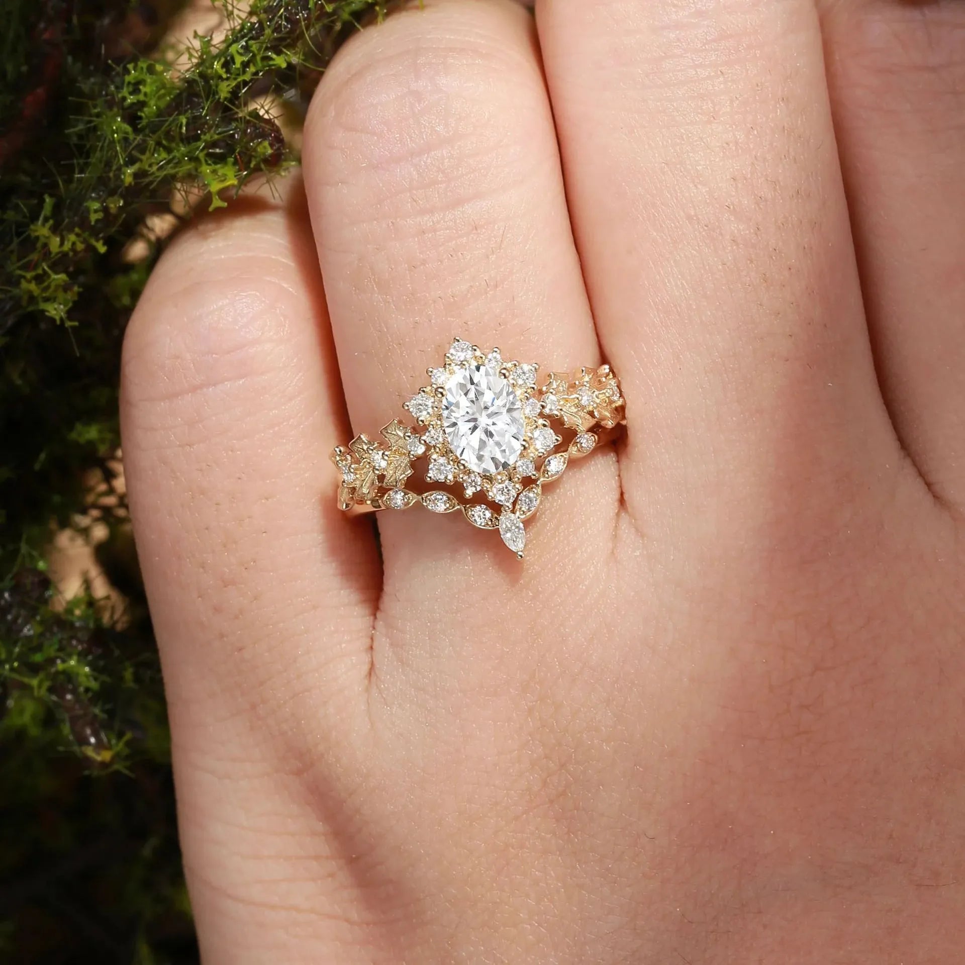 Vintage Lab Grown Fanta Sapphire Stack Wedding Ring Set| 18K Gold Plated S925 Silver