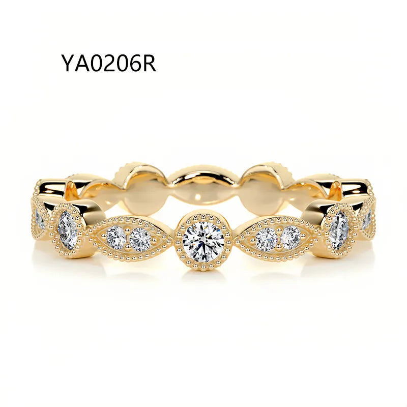 Bestseller Light Luxury Stackable Band Ring| Full Pave Moissanite Ring Made of 18K Gold Plated S925 Sterling Silver
