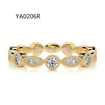 Bestseller Light Luxury Stackable Band Ring| Full Pave Moissanite Ring Made of 18K Gold Plated S925 Sterling Silver