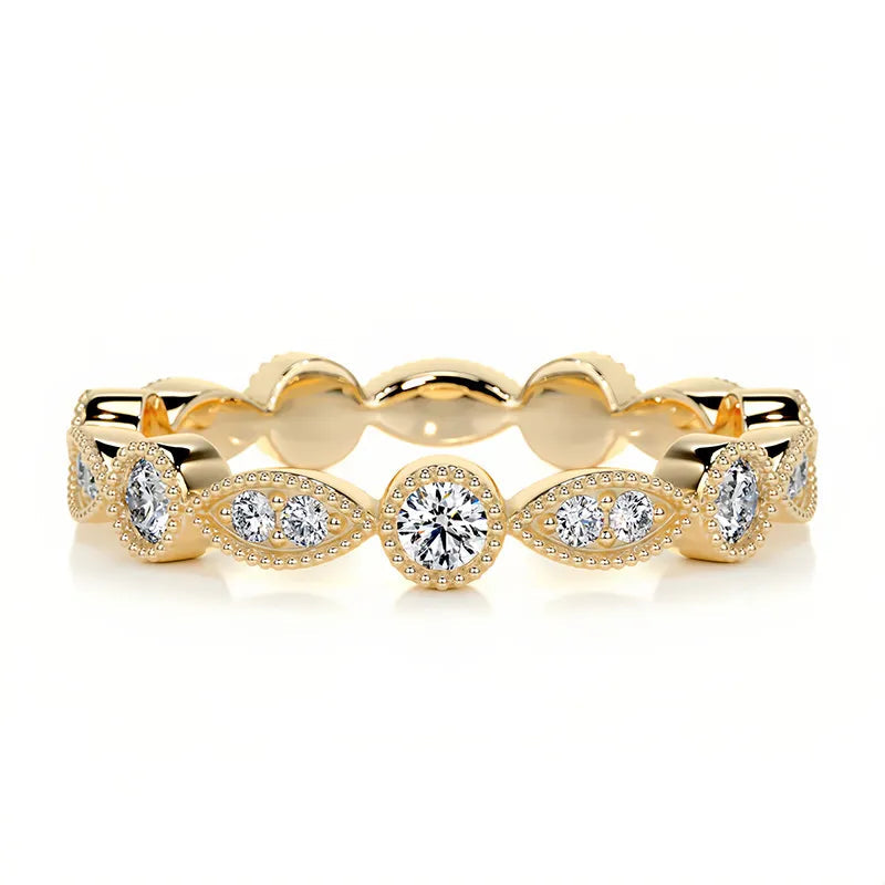 Bestseller Light Luxury Stackable Band Ring| Full Pave Moissanite Ring Made of 18K Gold Plated S925 Sterling Silver