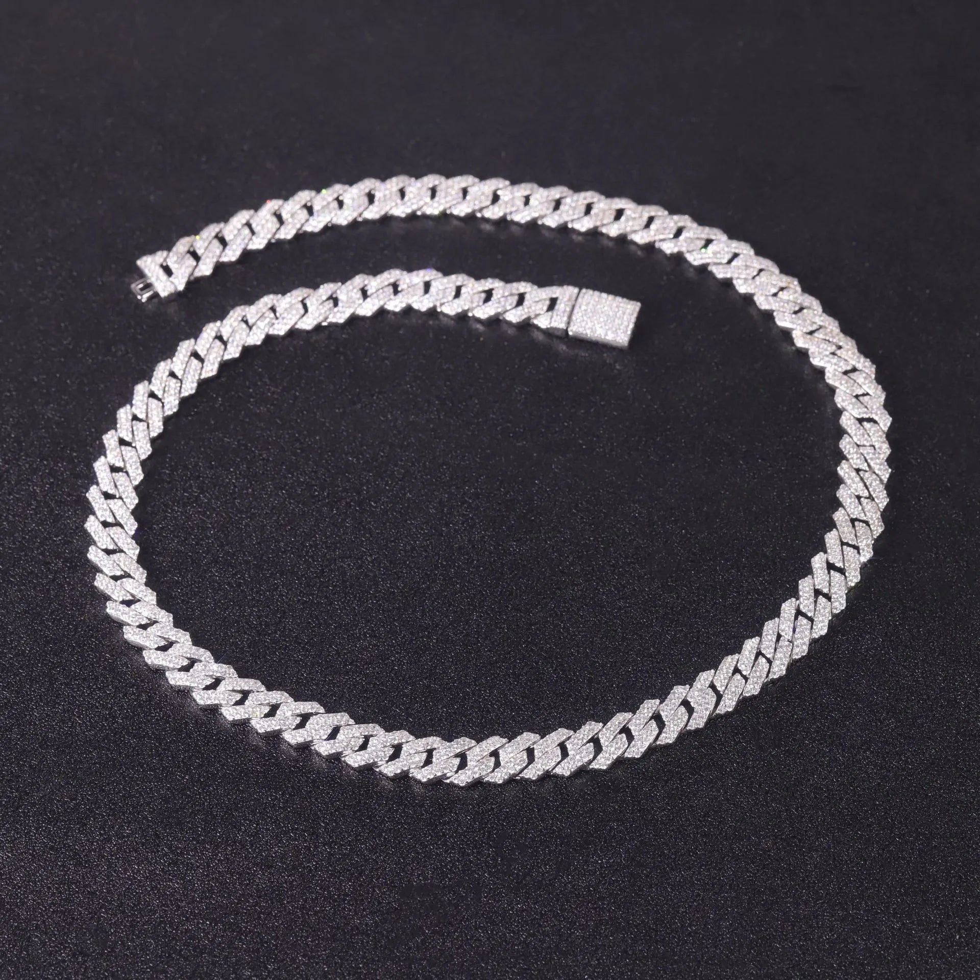 9mm Two-Row Full Iced Rhombic Cuban Link Necklace| Luxury Hip Hop S925 Sterling Silver Cubic Zirconia Chain For Men