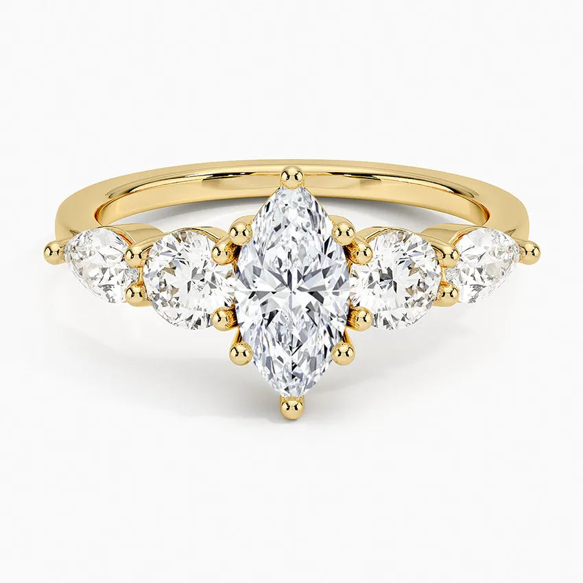 1/2/3 CT Marquise Three Stone Wedding Ring| Minimal Luxury 18K Gold Plated S925 Sterling Silver Moissanite Ring
