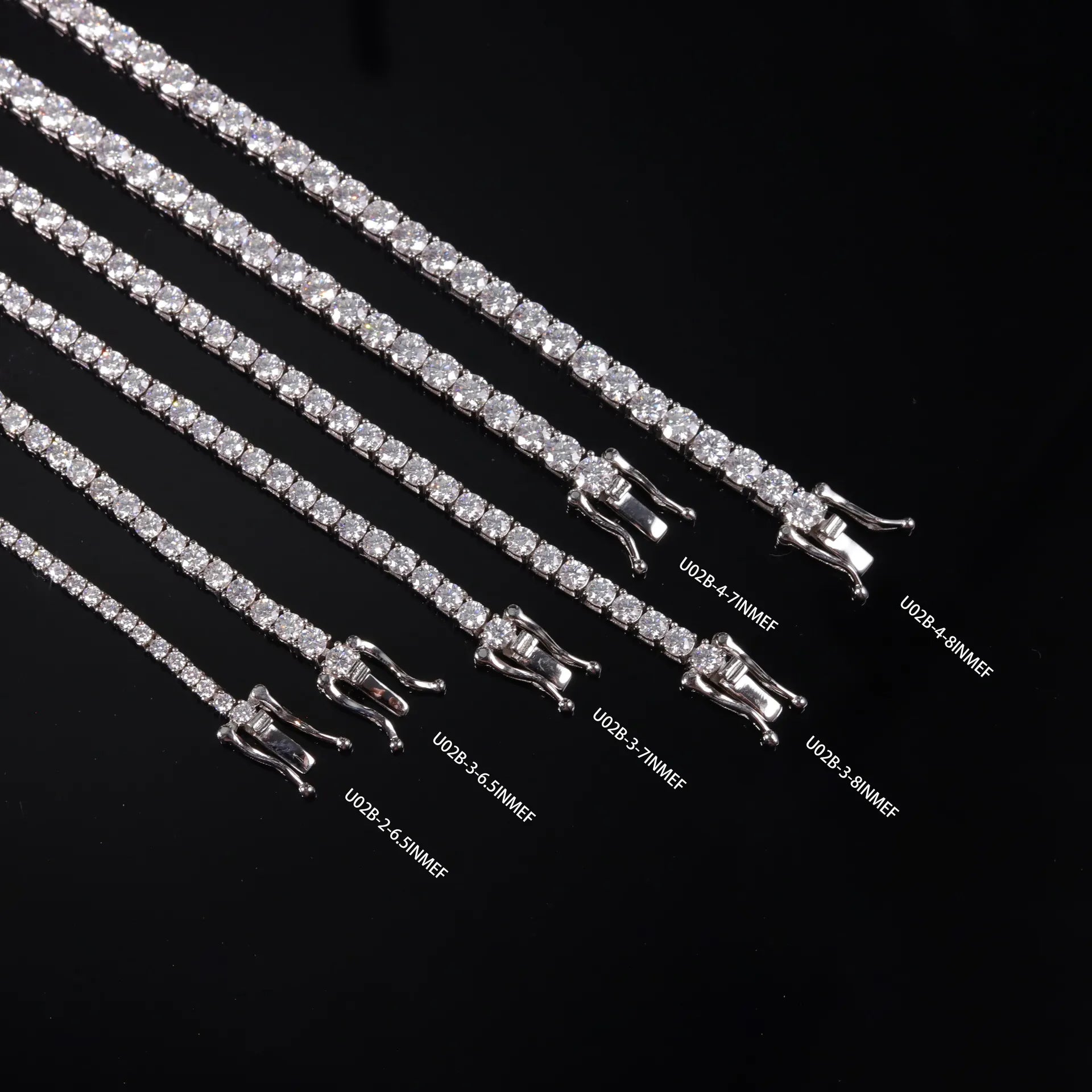 2-6.5mm Full Iced Moissanite Tennis Bracelet S925 Silver Gold Plated Trendy Hip Hop Jewelry