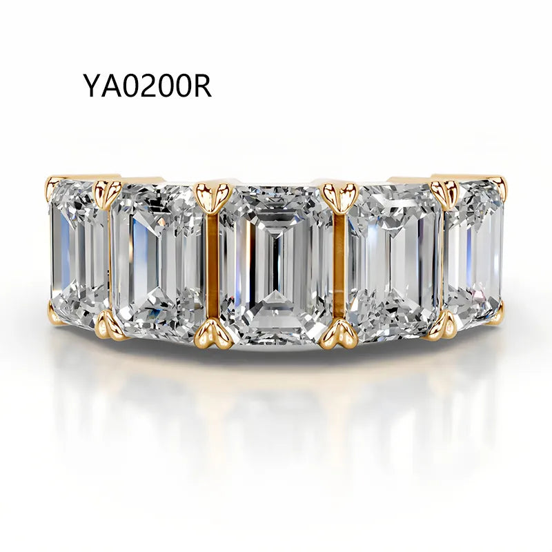 Bestseller Light Luxury Stackable Band Ring| Full Pave Moissanite Ring Made of 18K Gold Plated S925 Sterling Silver