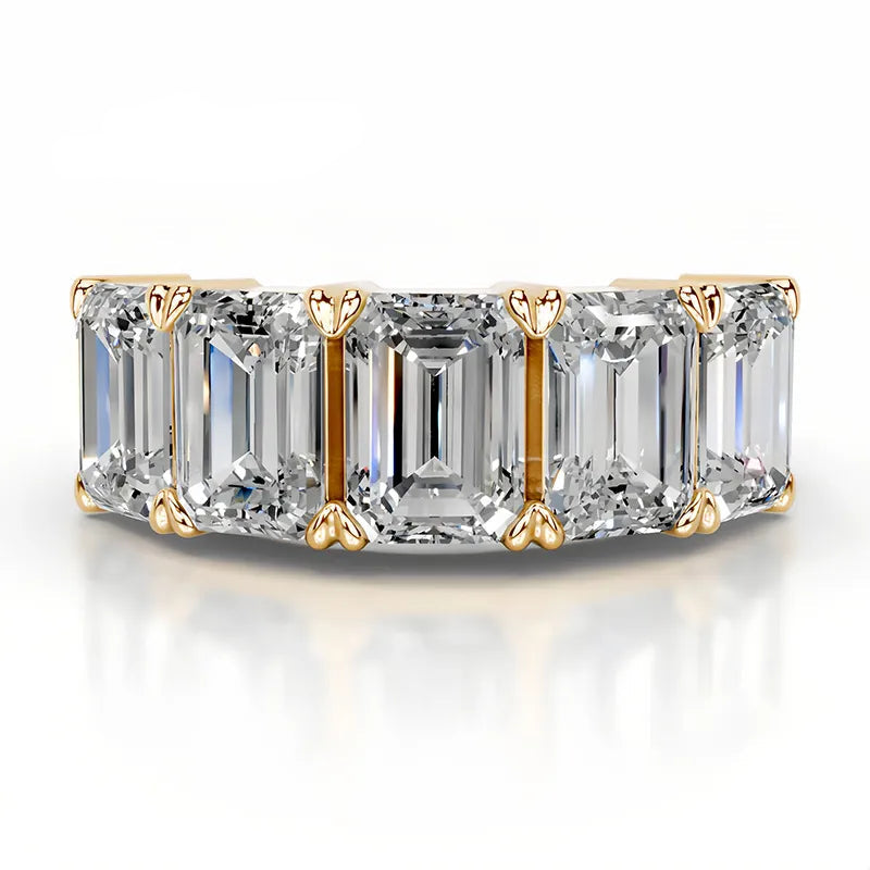 Bestseller Light Luxury Stackable Band Ring| Full Pave Moissanite Ring Made of 18K Gold Plated S925 Sterling Silver