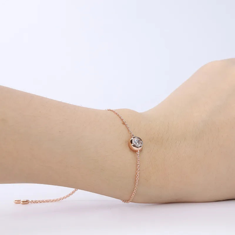 18K Rose Gold Plated S925 Silver Bubble Bracelet| 0.5/1CT Lab Diamond