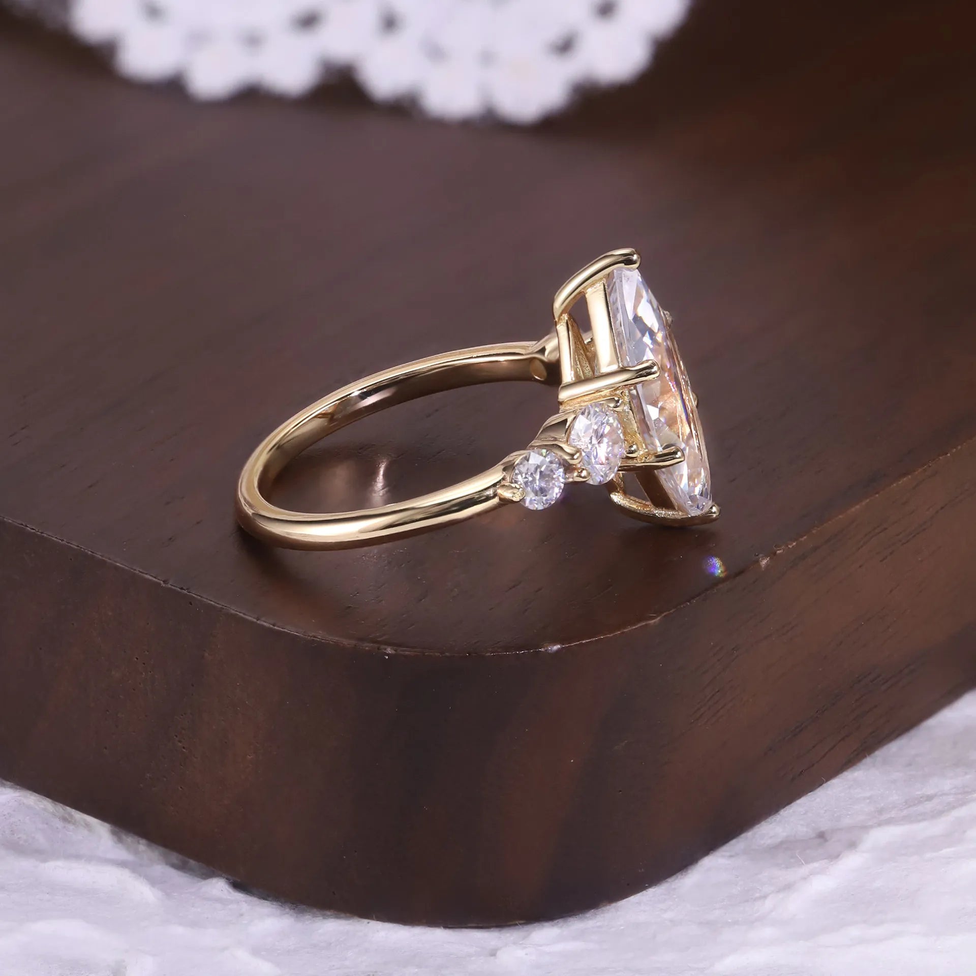 1/2/3 CT Marquise Three Stone Wedding Ring| Minimal Luxury 18K Gold Plated S925 Sterling Silver Moissanite Ring