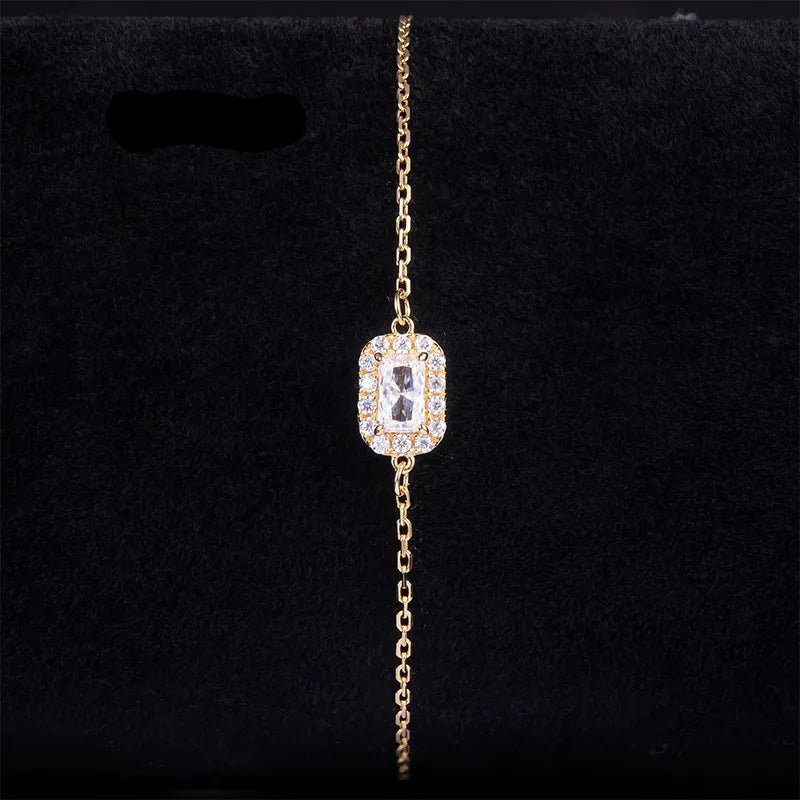 Halo Moissanite Stack Bracelet| 18K Gold Plated S925 Silver