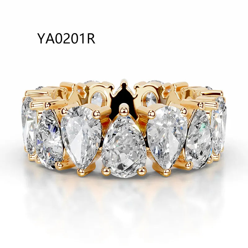 Bestseller Light Luxury Stackable Band Ring| Full Pave Moissanite Ring Made of 18K Gold Plated S925 Sterling Silver