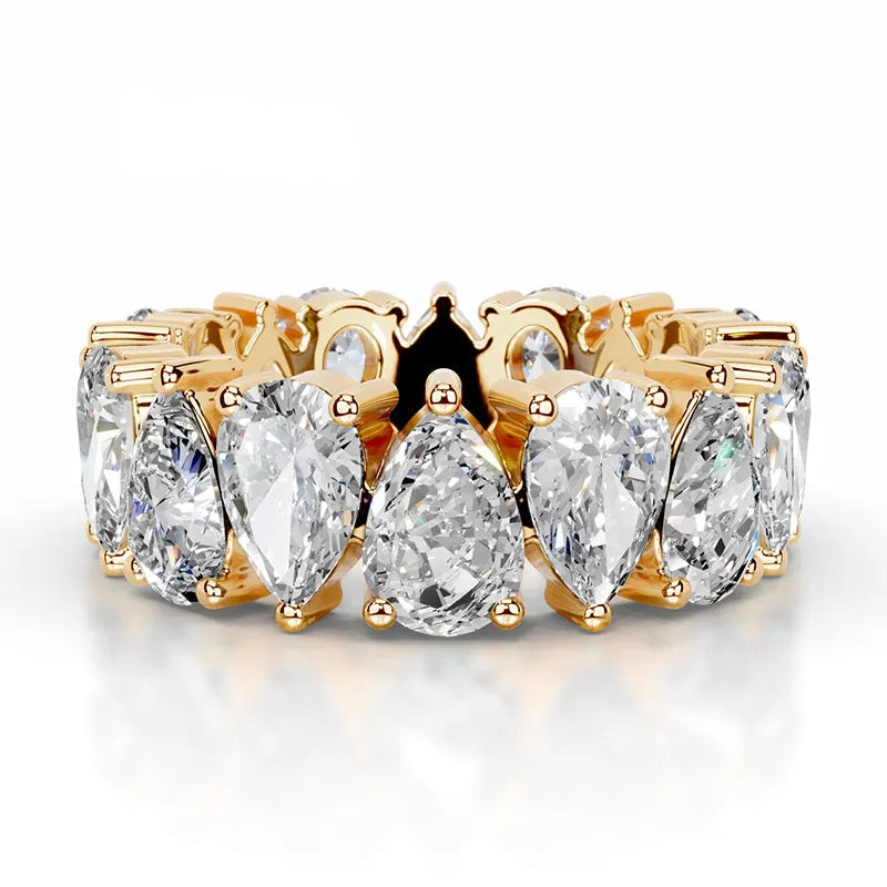 Bestseller Light Luxury Stackable Band Ring| Full Pave Moissanite Ring Made of 18K Gold Plated S925 Sterling Silver