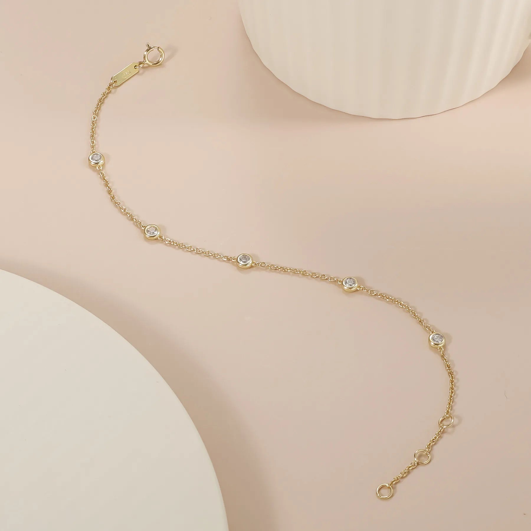 5 Stone & Single Bubble Lab Grown Diamond Bubble Bracelet| Single Stone Daily Wear