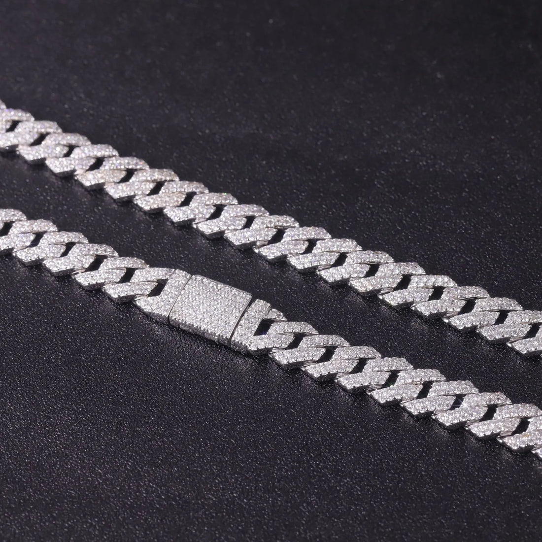 9mm Two-Row Full Iced Rhombic Cuban Link Necklace| Luxury Hip Hop S925 Sterling Silver Cubic Zirconia Chain For Men