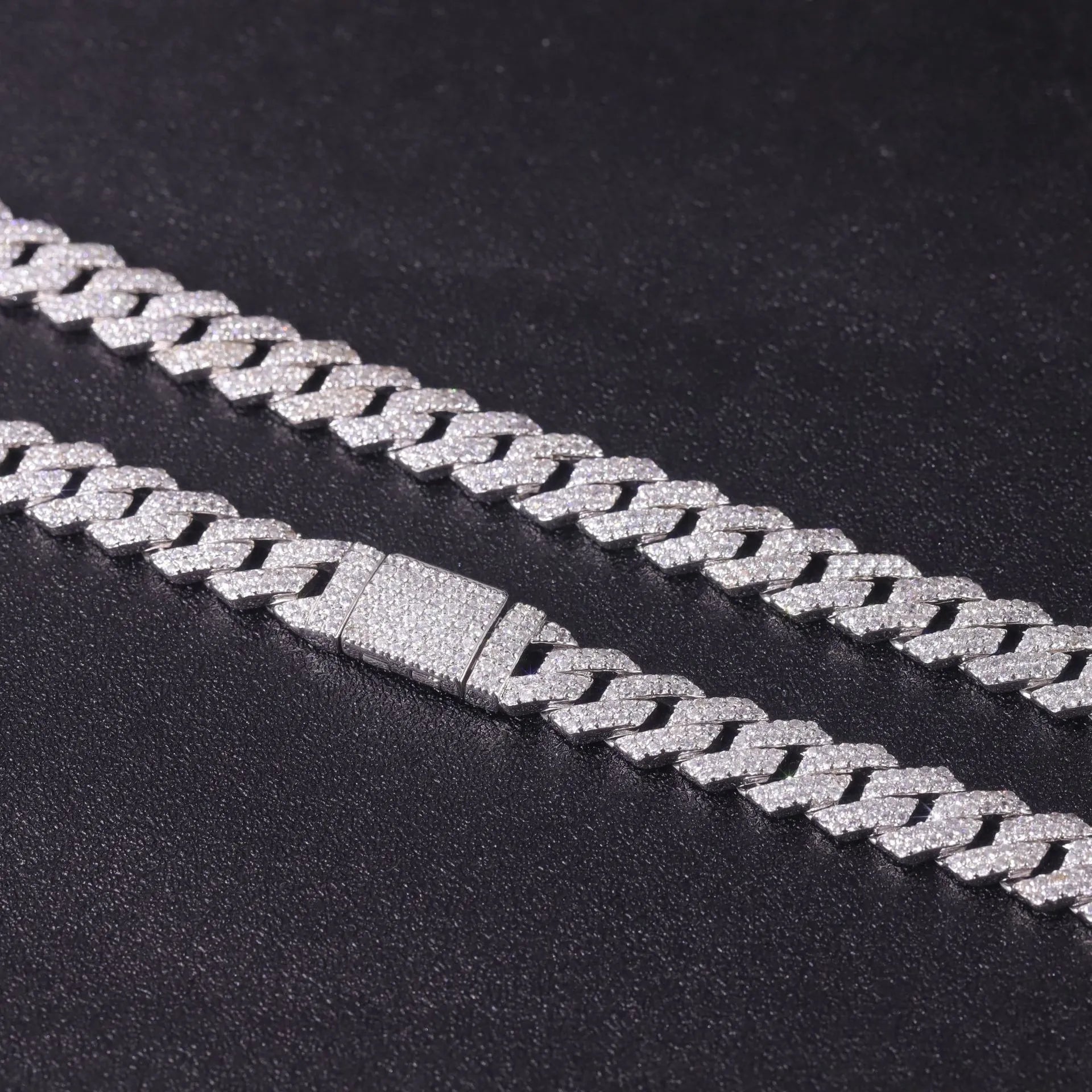 9mm Two-Row Full Iced Rhombic Cuban Link Necklace| Luxury Hip Hop S925 Sterling Silver Cubic Zirconia Chain For Men