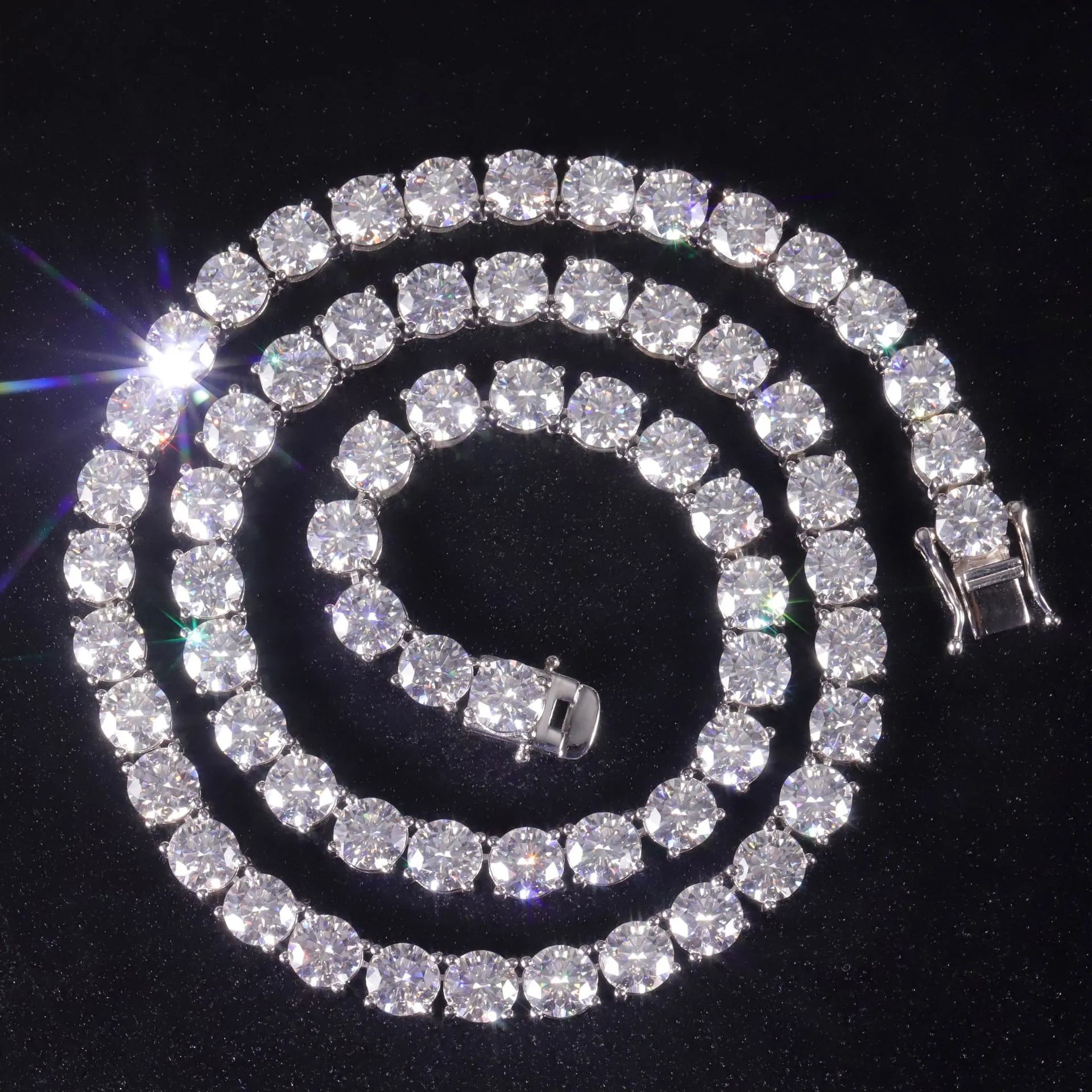 2-6.5mm Full Pave Moissanite Tennis Chain | Hip Hop S925 Silver Necklace