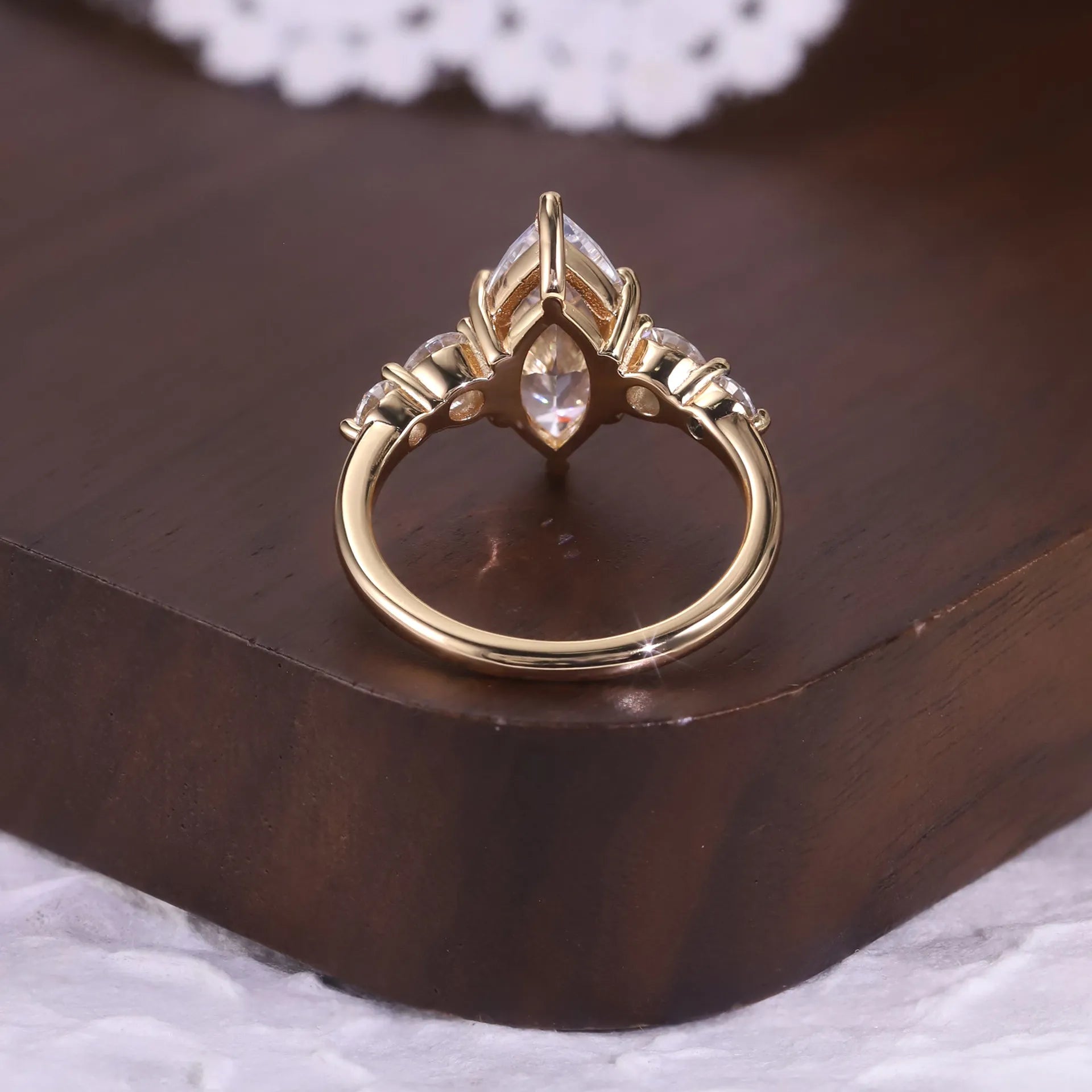 1/2/3 CT Marquise Three Stone Wedding Ring| Minimal Luxury 18K Gold Plated S925 Sterling Silver Moissanite Ring