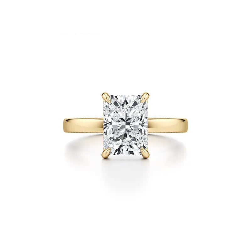 2~3CT 4-Prong Light Luxury Ring|18K Gold Plated S925 Silver Moissanite & Lab Sapphire Engagement Ring