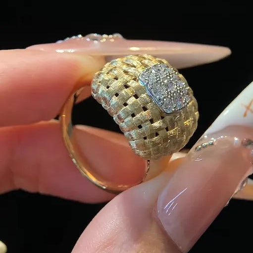 18K Braided Brushed Lab Diamond Ring