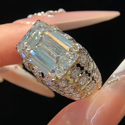18K Gold Cocktail Ring | 10.020ct Lab Grown Diamond Center Stone with 1.321ct Lab Diamond Side Stones