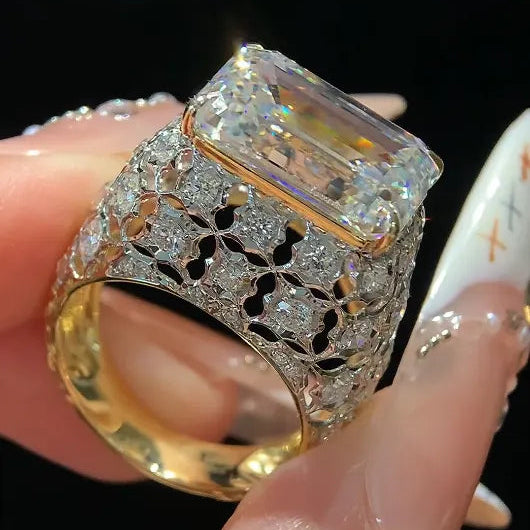 18K Gold Cocktail Ring | 10.020ct Lab Grown Diamond Center Stone with 1.321ct Lab Diamond Side Stones