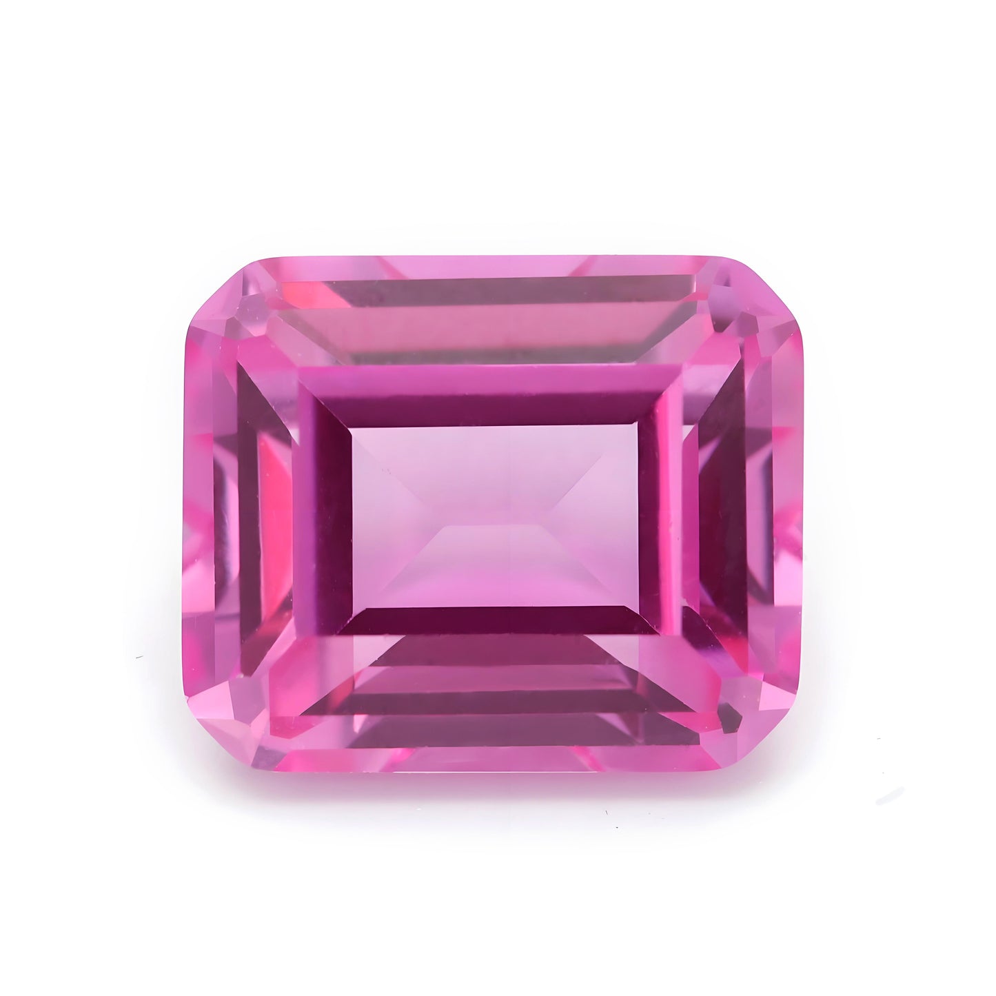 Flame Melted Pink Sapphire Emerald Cut