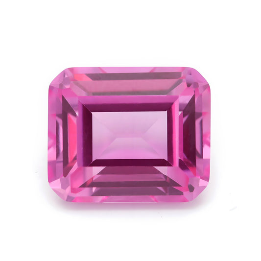 Flame Melted Pink Sapphire Emerald Cut