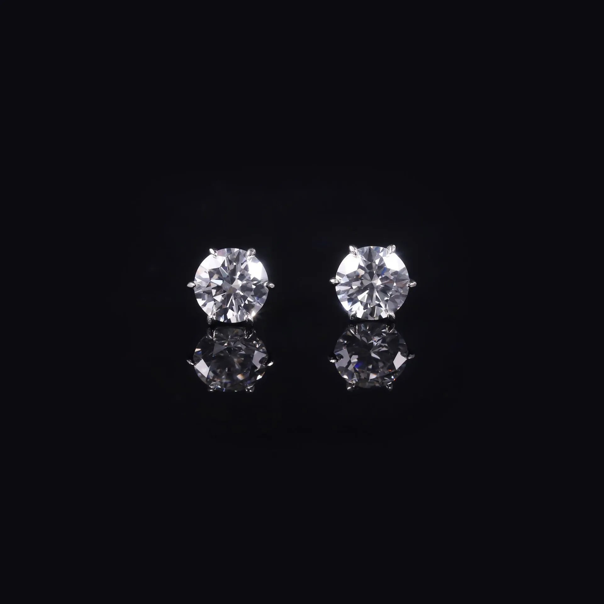 Eagle Claw Series Lab Diamond Stud Earrings, S925 Gold Plated Silver 4 Prong 0.5CT 1CT Studs