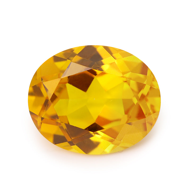 Flame Melted Lab Grown Yellow Sapphire Oval Shape