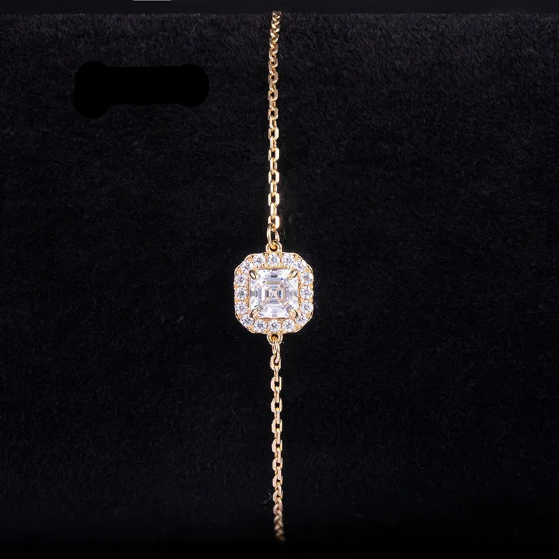 Halo Moissanite Stack Bracelet| 18K Gold Plated S925 Silver