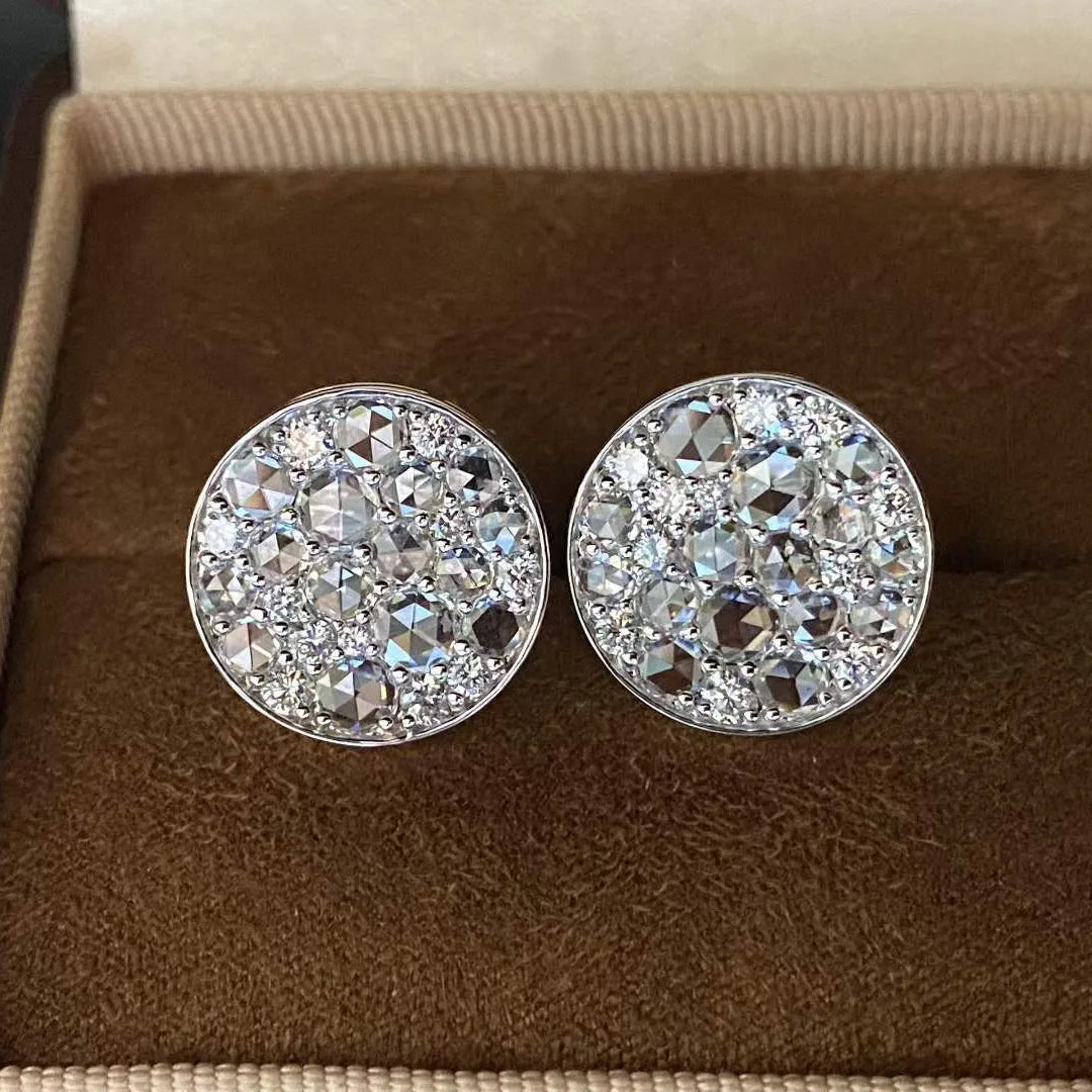 18K Solid Gold Rose Cut Lab-Grown White Diamond Ear Climbers