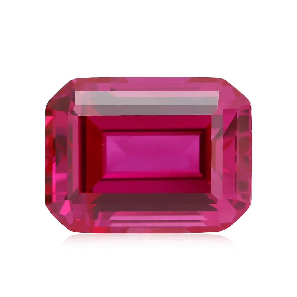 Flame Melted Rubellite Stone Emerald Cut