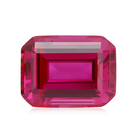 Flame Melted Rubellite Stone Emerald Cut