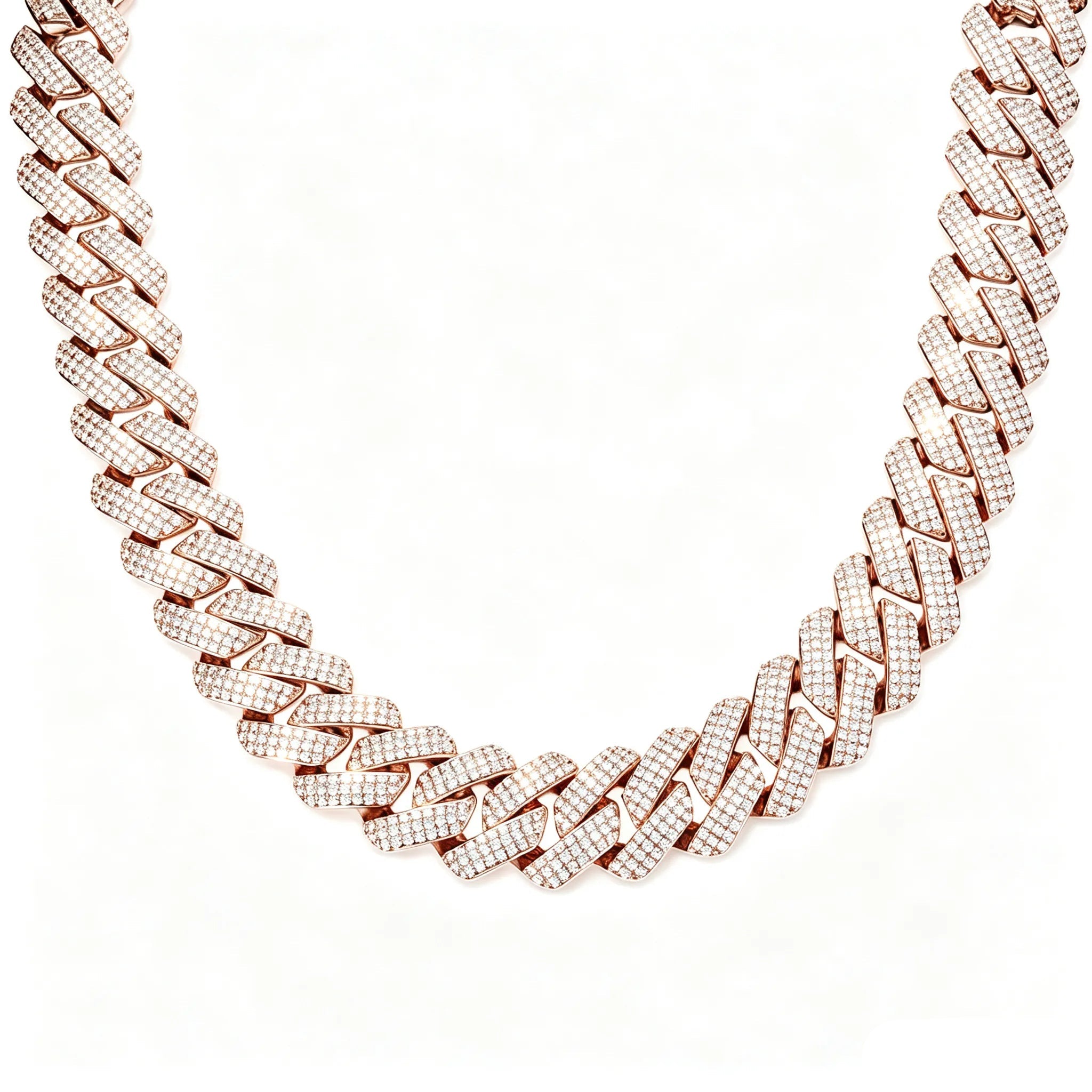 19mm Thick Diamond Paved Cuban Link Chain Necklace| Hip Hop Rhombic S925 Sterling Silver CZ Stone Necklace for Men