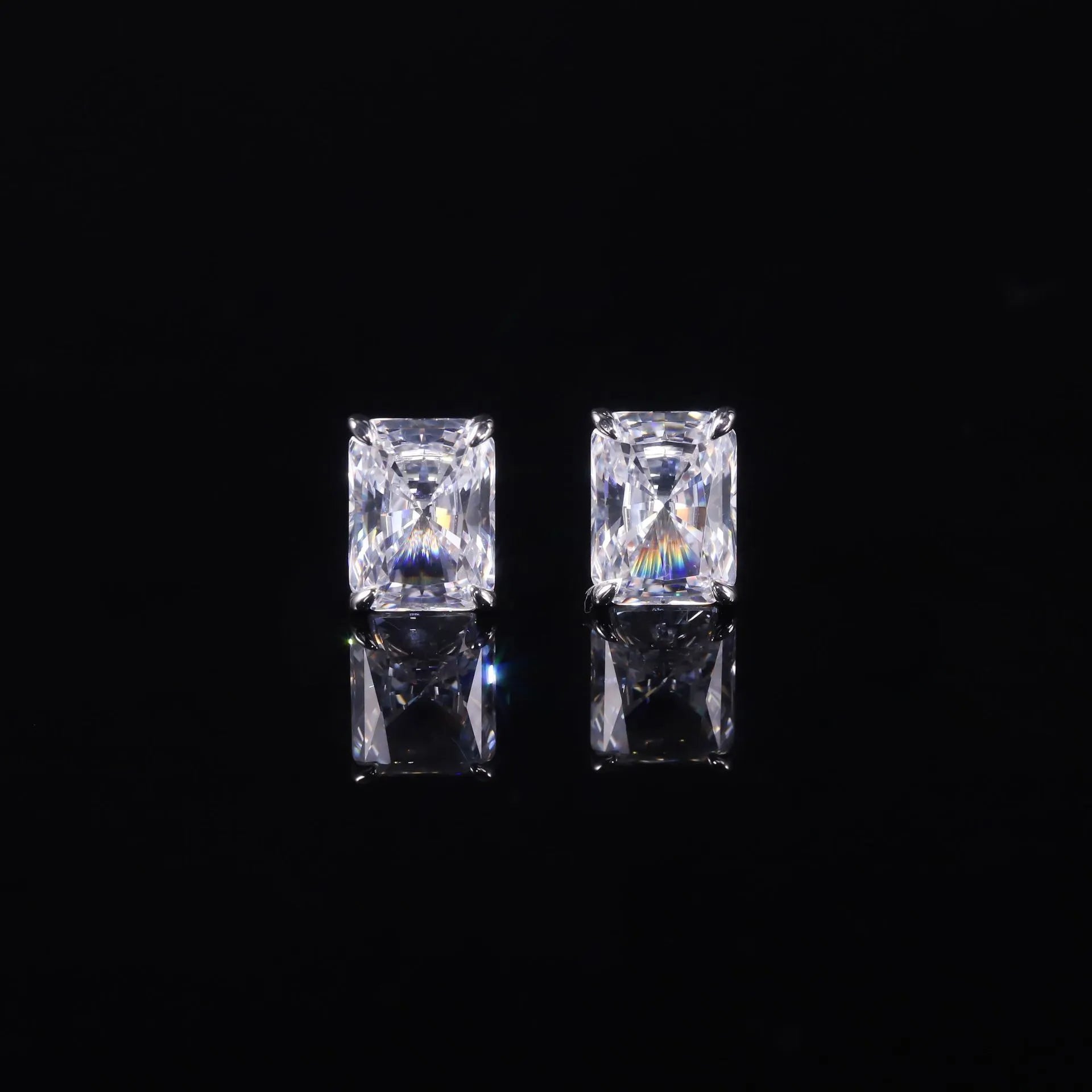 Eagle Claw Series Lab Diamond Stud Earrings, S925 Gold Plated Silver 4 Prong 0.5CT 1CT Studs