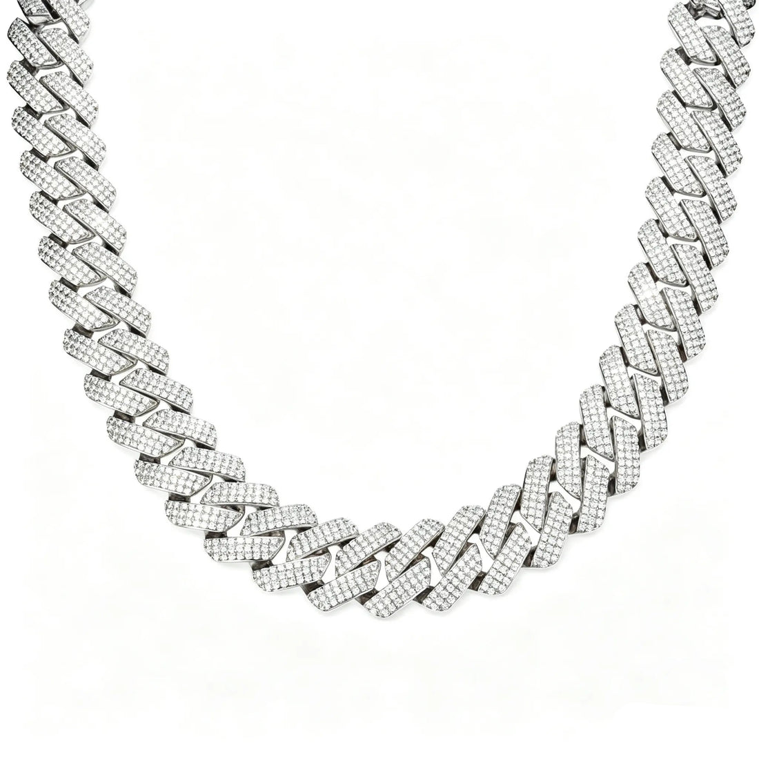 19mm Thick Diamond Paved Cuban Link Chain Necklace| Hip Hop Rhombic S925 Sterling Silver CZ Stone Necklace for Men